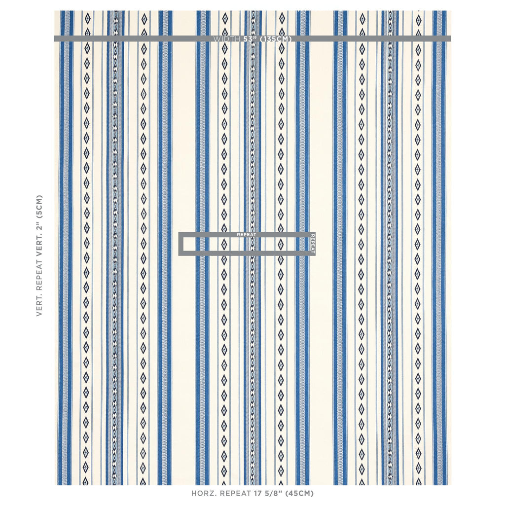 Schumacher Dakota Stripe Blue Fabric