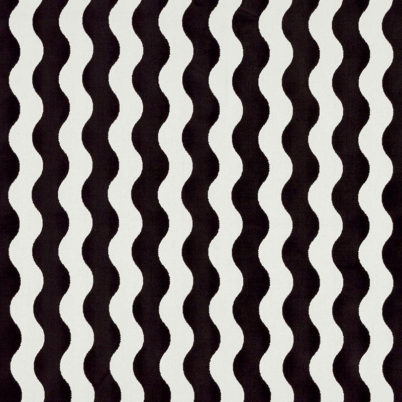 Schumacher The Wave Velvet Black Fabric