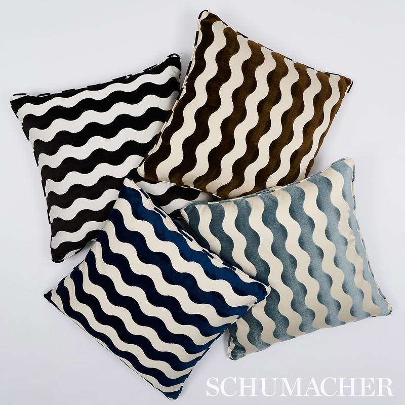 Schumacher The Wave Velvet Black Fabric