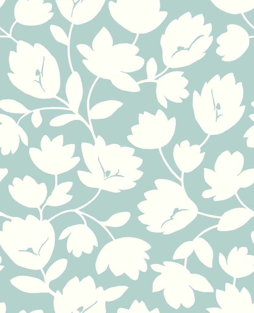 A-Street Prints Astrid Floral Turquoise Wallpaper