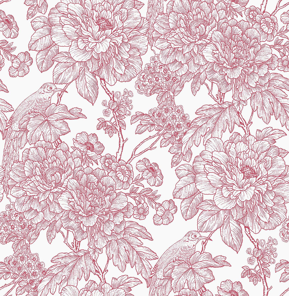 A-Street Prints Birds of Paraside Breeze Red Floral Wallpaper