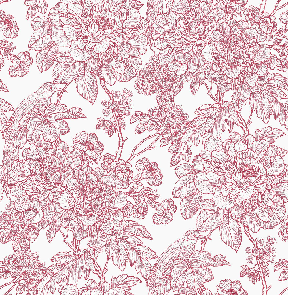 A-Street Prints Birds of Paraside Breeze Floral Red Wallpaper