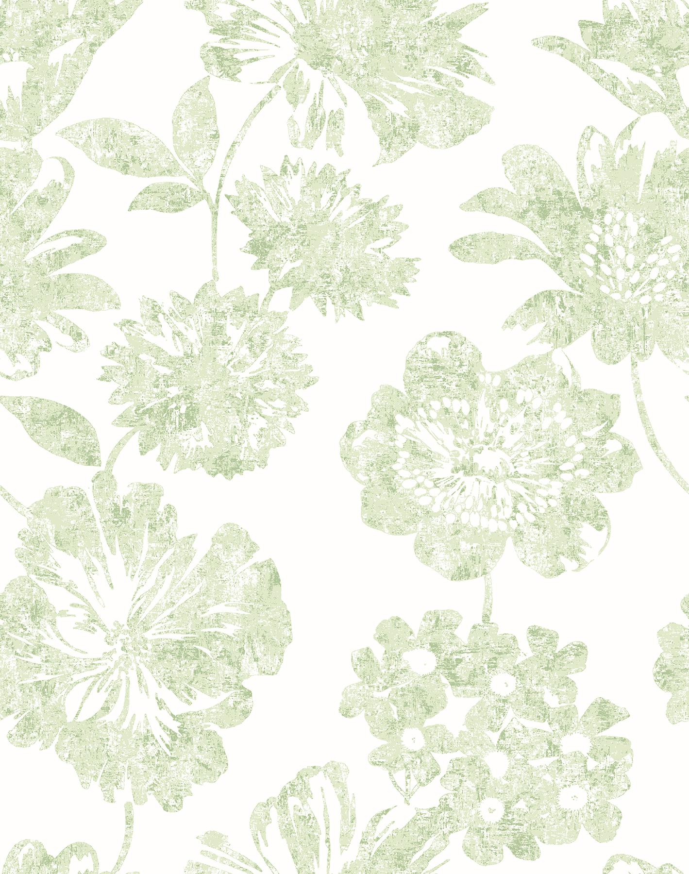 Deja Light Green Floral Wallpaper