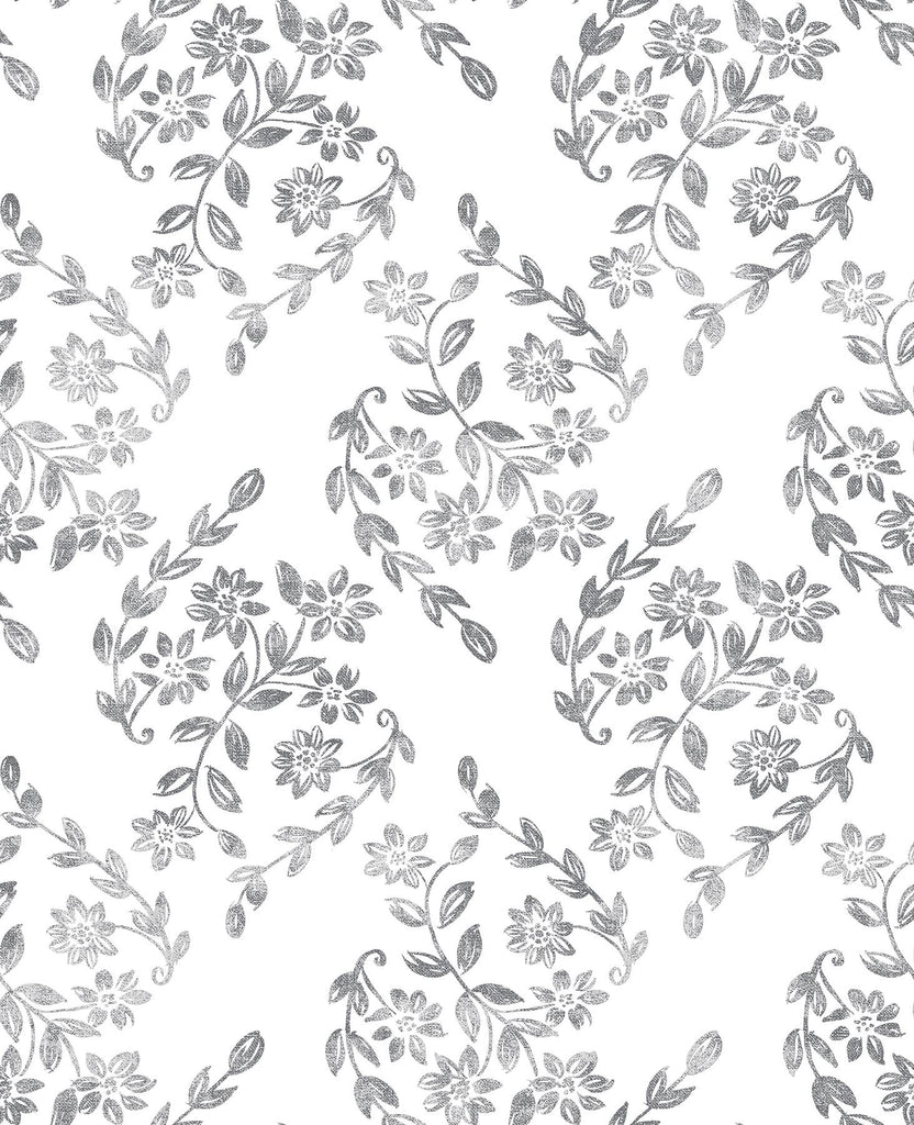 A-Street Prints Arabesque Floral Trail Grey Wallpaper