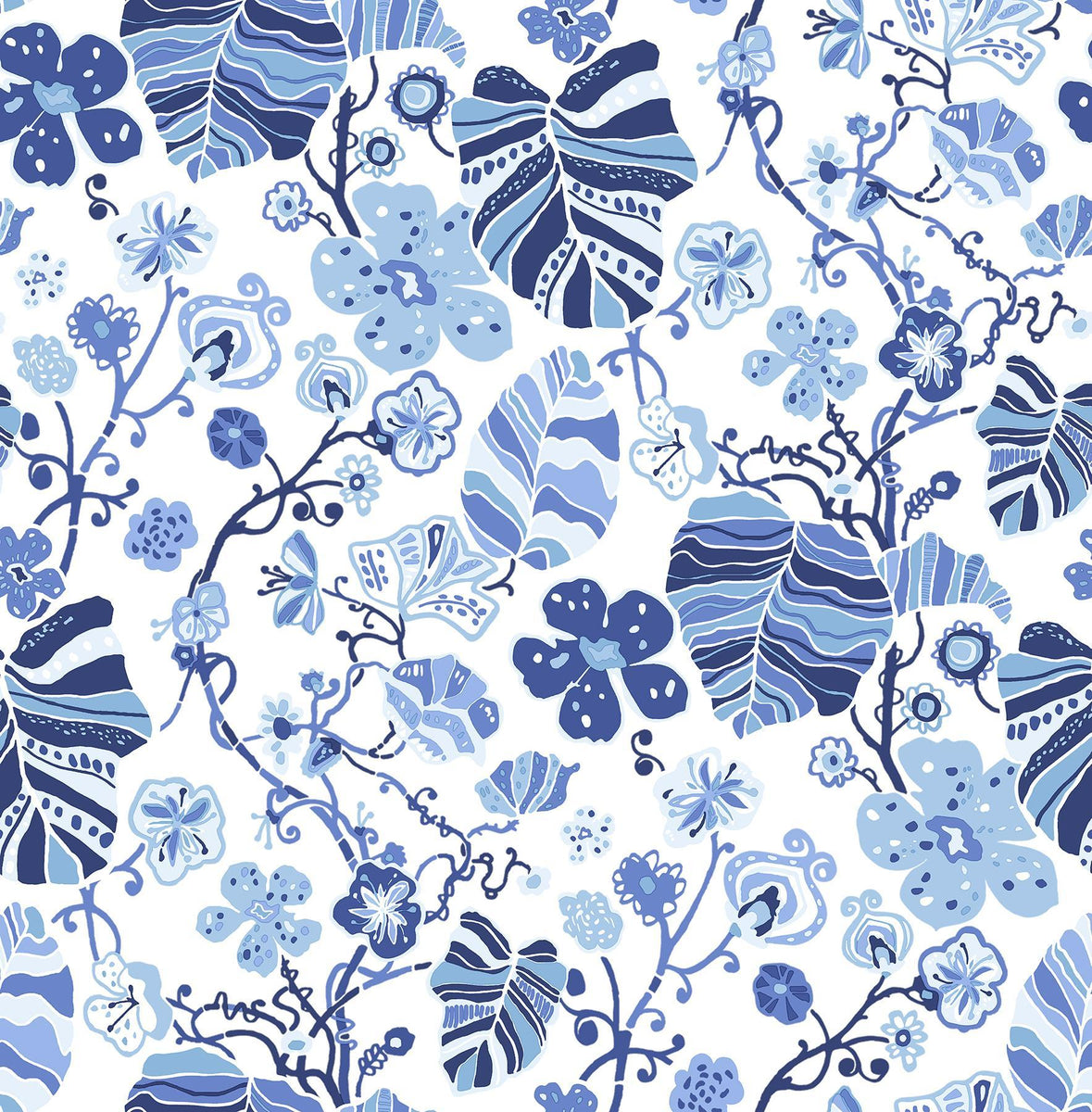 A-Street Prints Blue Bell Flowers Indigo Wallpaper – DecoratorsBest