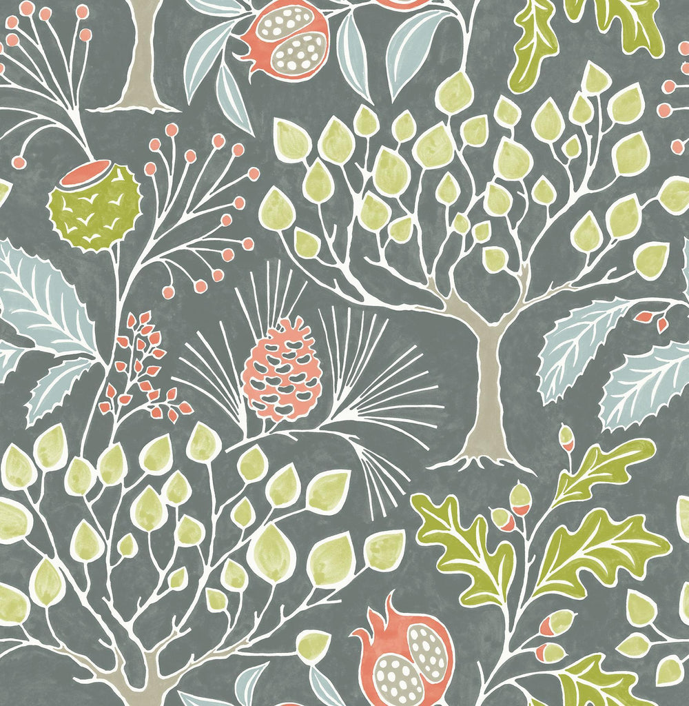 A-Street Prints Shiloh Grey Botanical Wallpaper