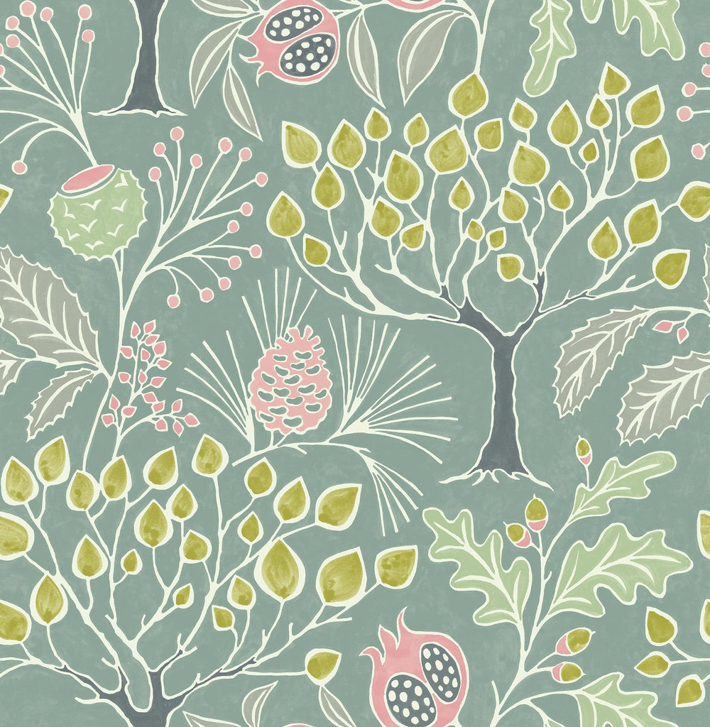 A-Street Prints Shiloh Green Botanical Wallpaper