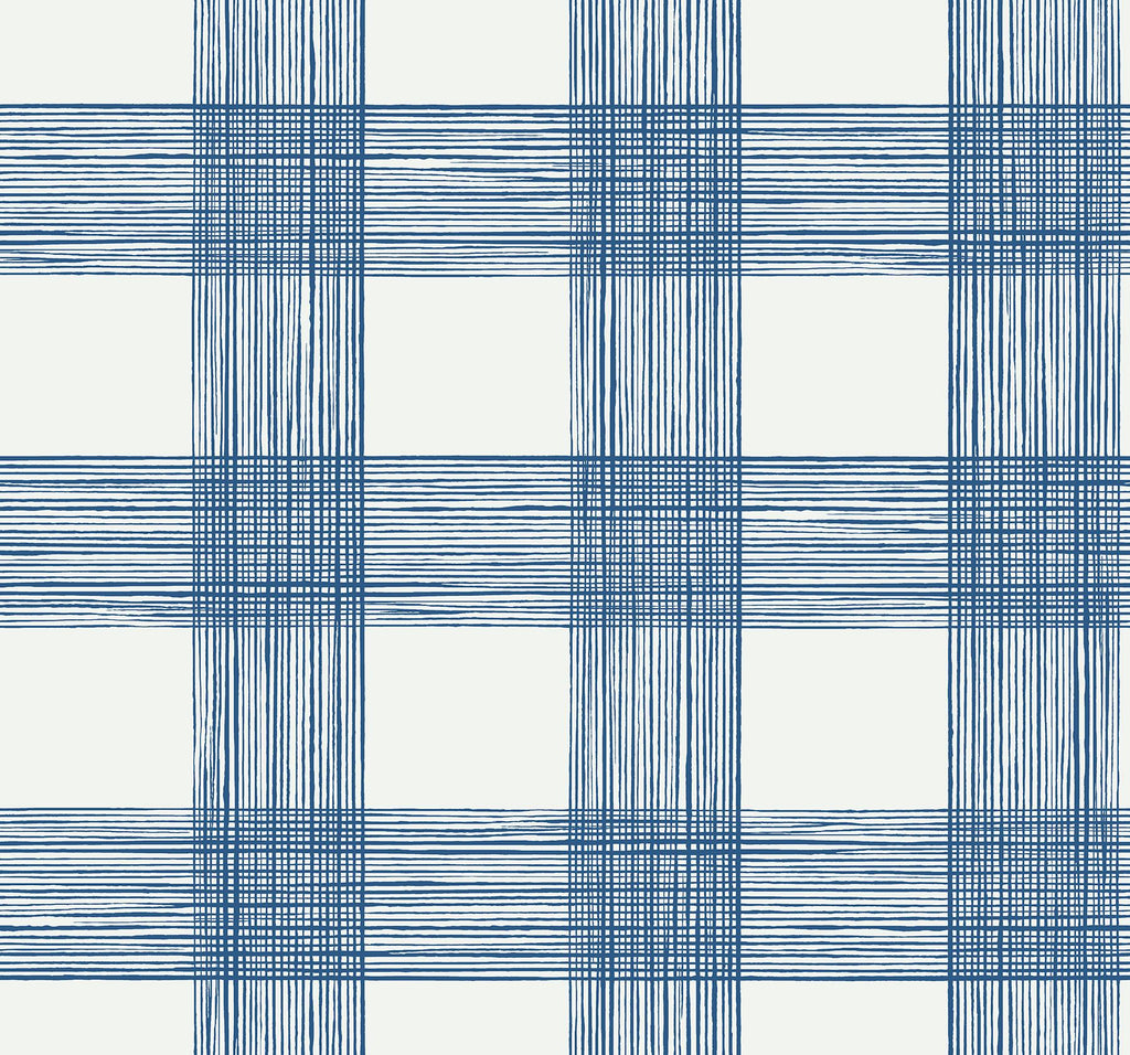 A-Street Prints Scarborough Striated Plaid Indigo Wallpaper