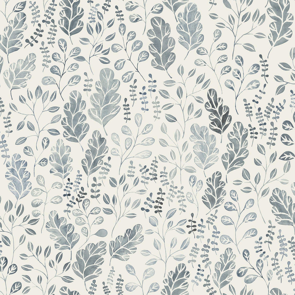 A-Street Prints Spring Leaves Blue Wallpaper