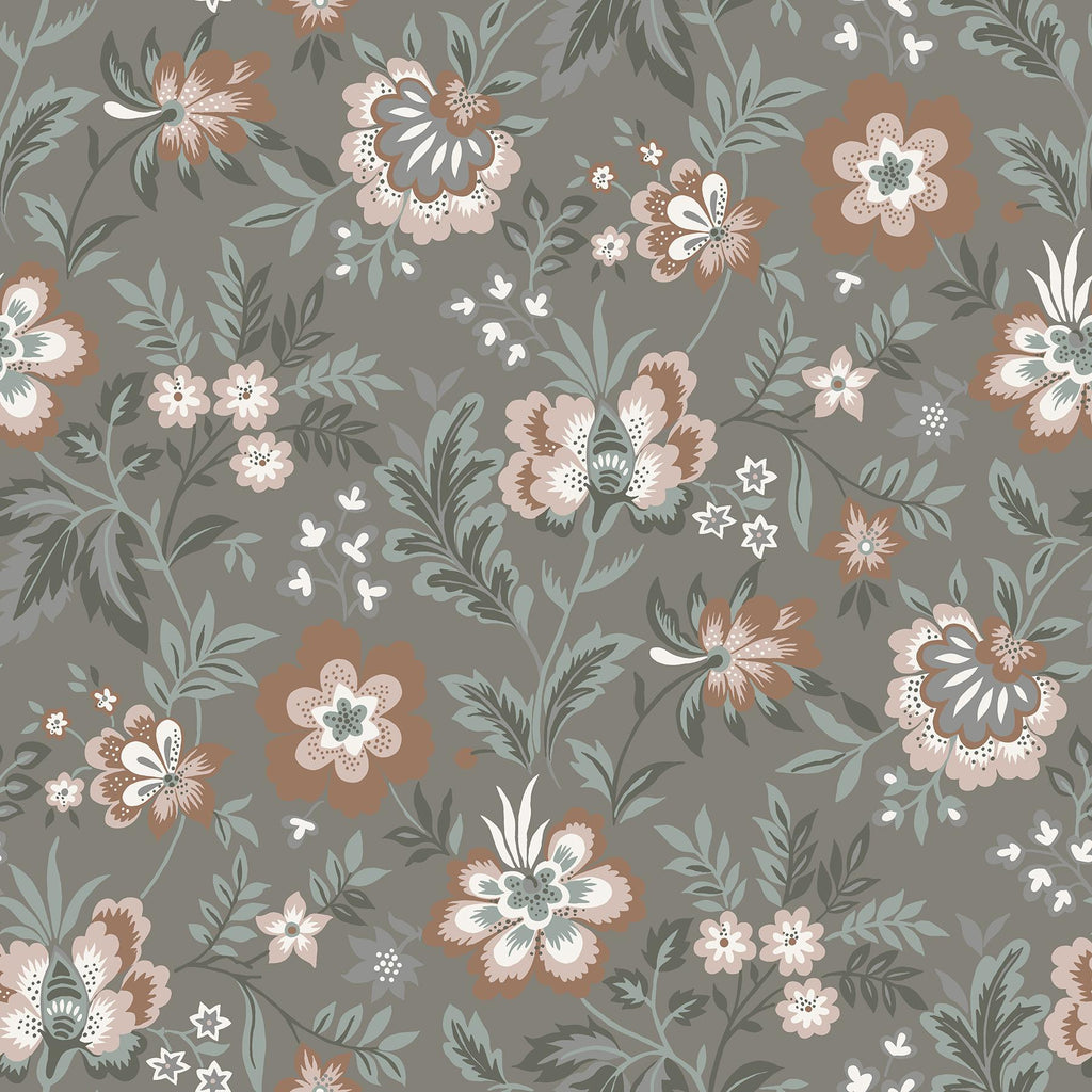 A-Street Prints Spring Flowers Grey Wallpaper