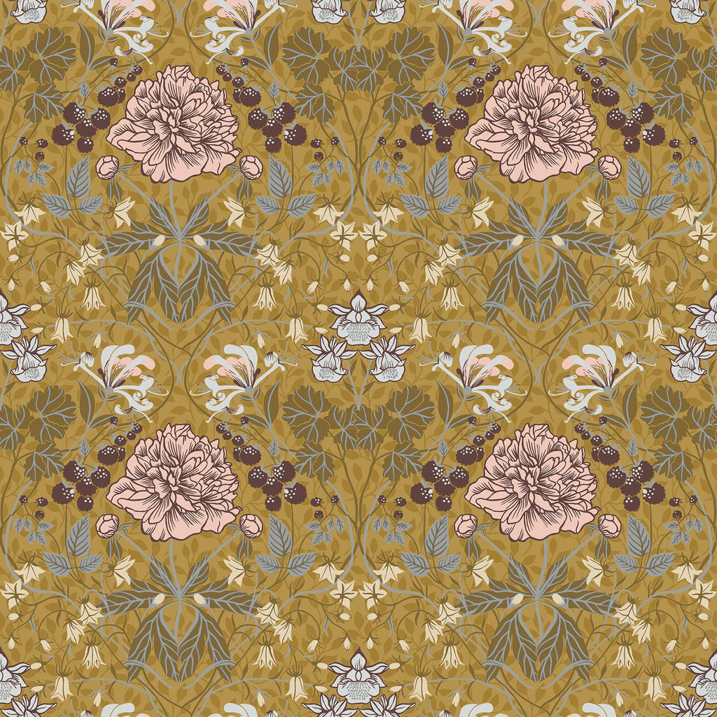 A-Street Prints Spring Flowers Mustard Wallpaper