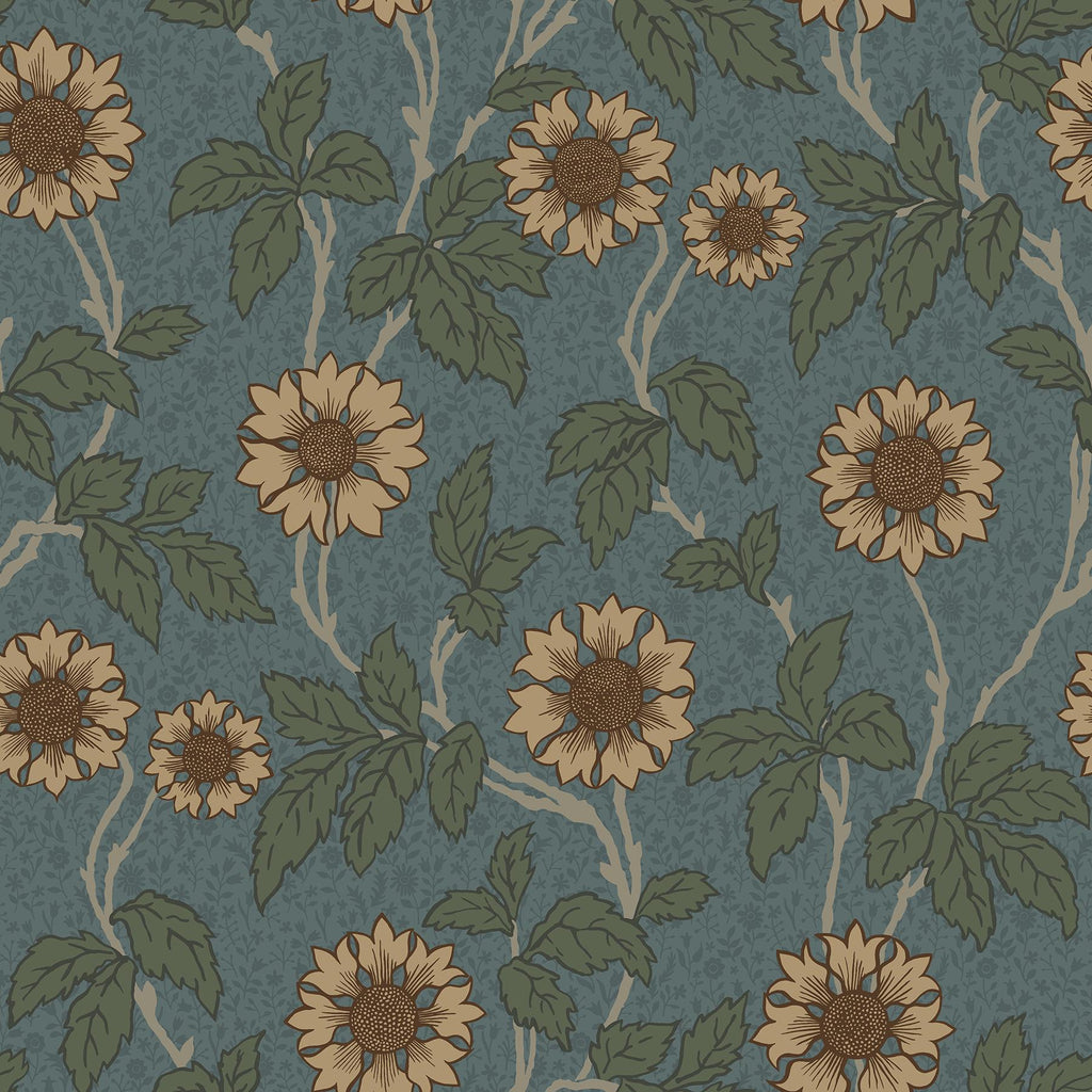 A-Street Prints Spring Flowers Blue Wallpaper