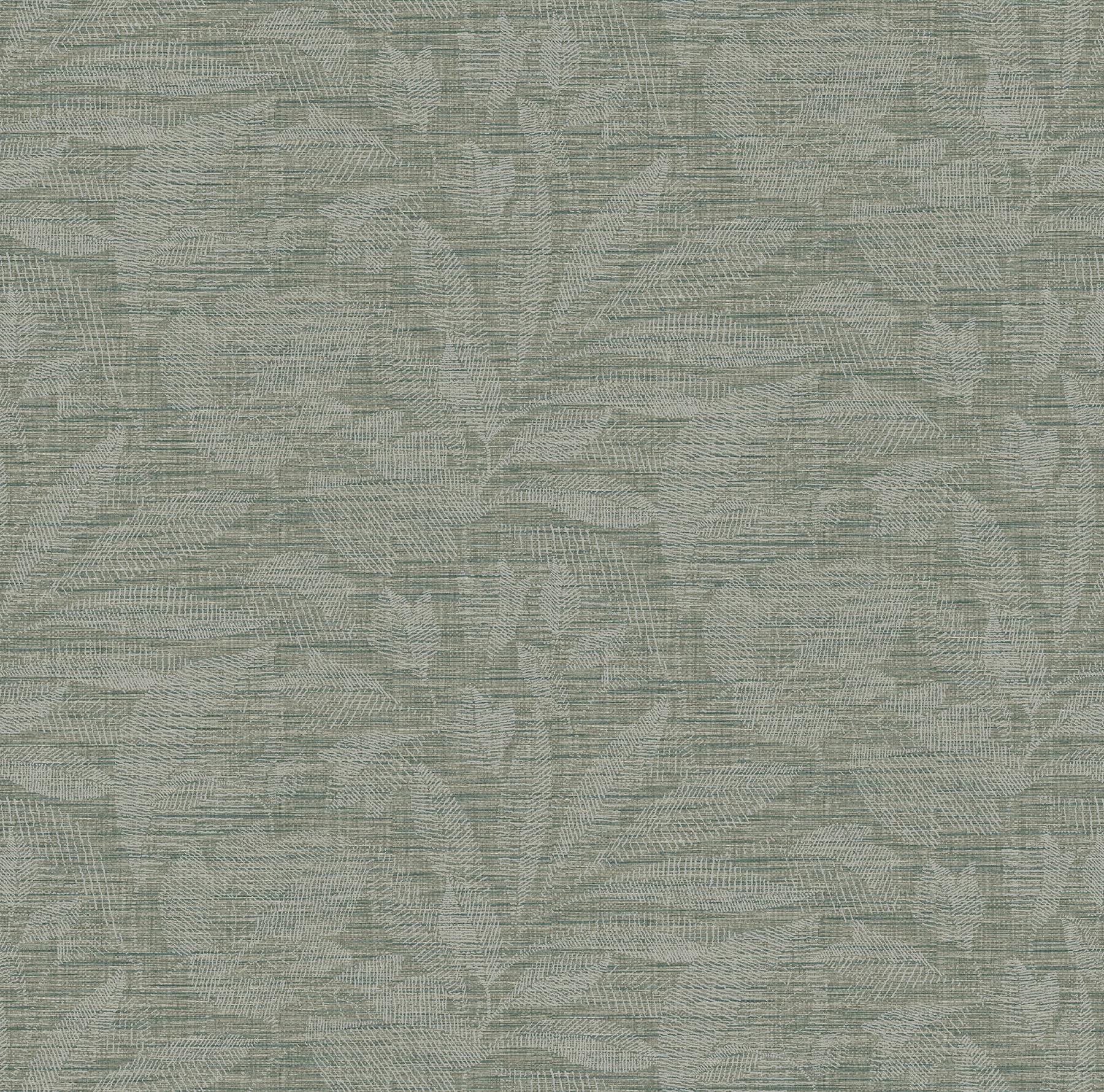 A-Street Prints Lei Etched Leaves Jade Wallpaper