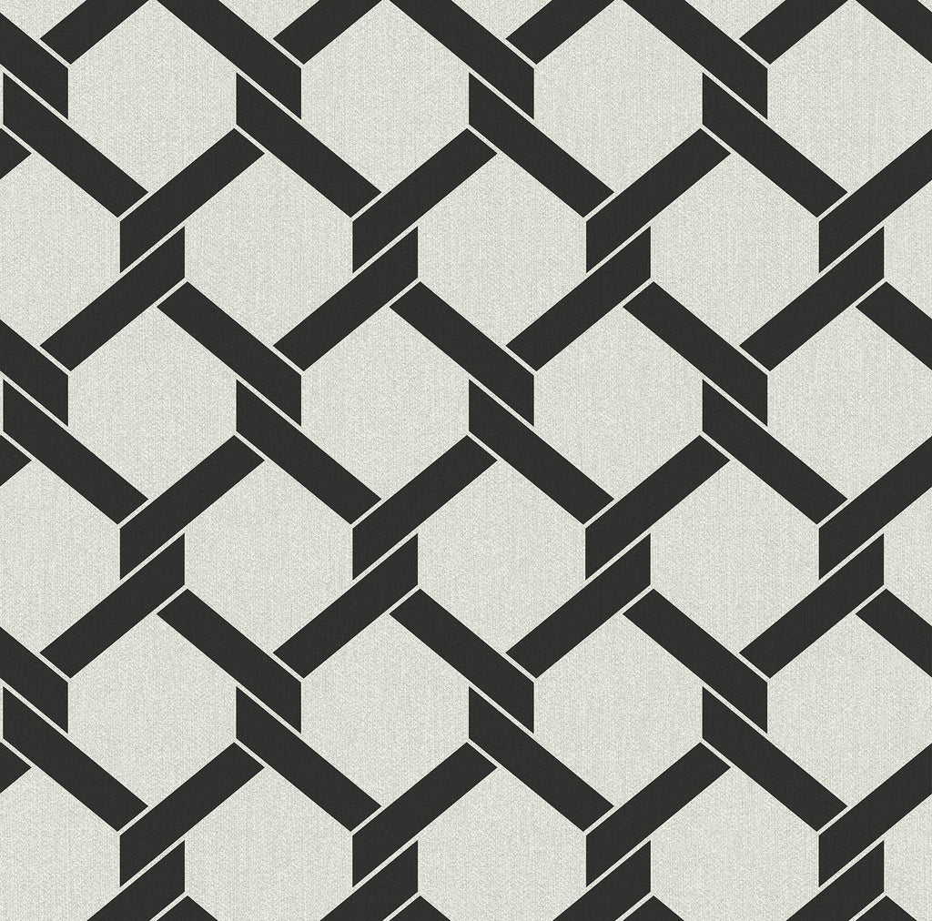 A-Street Prints Payton Hexagon Trellis Black Wallpaper