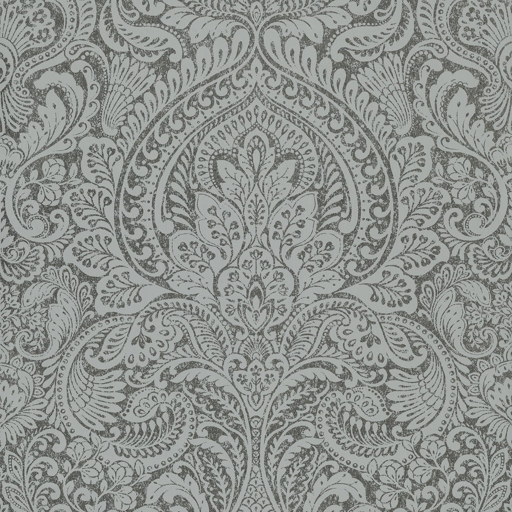 A-Street Prints Artemis Floral Damask Pewter Wallpaper