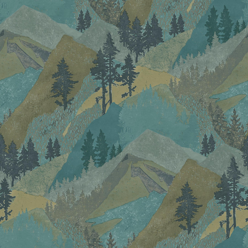 Brewster Home Fashions Range Mountains Green Wallpaper