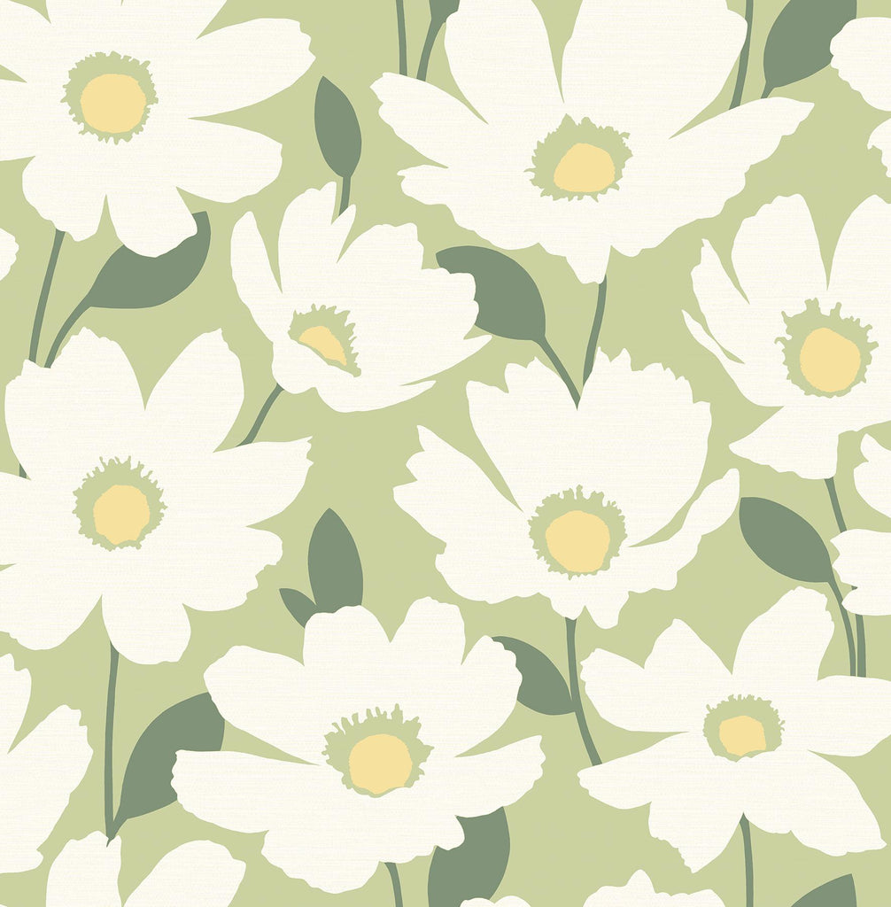 Brewster Home Fashions Astera Floral Green Wallpaper