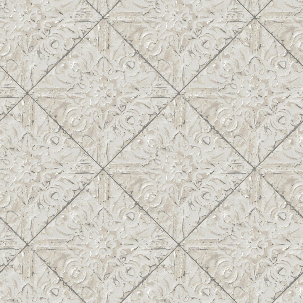 Brewster Home Fashions Brandi Tin Tile Grey Wallpaper