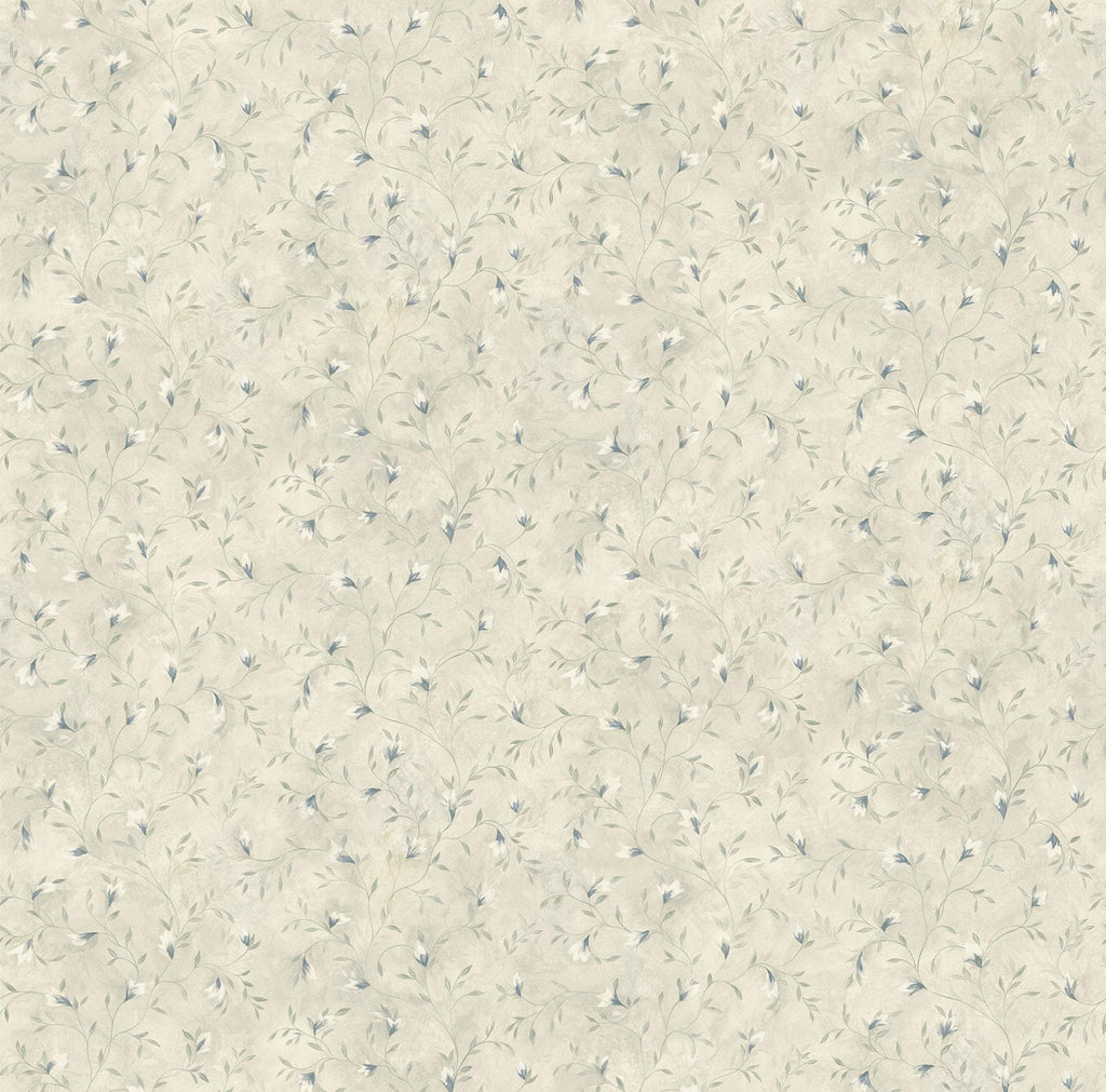 Brewster Home Fashions Eleanor Folk Botanical Trail Blue Wallpaper