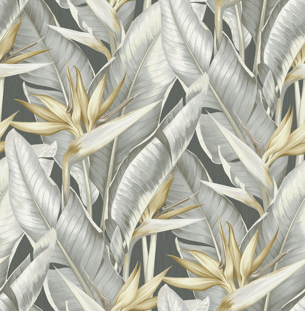 Brewster Home Fashions Arcadia Banana Leaf Grey Wallpaper