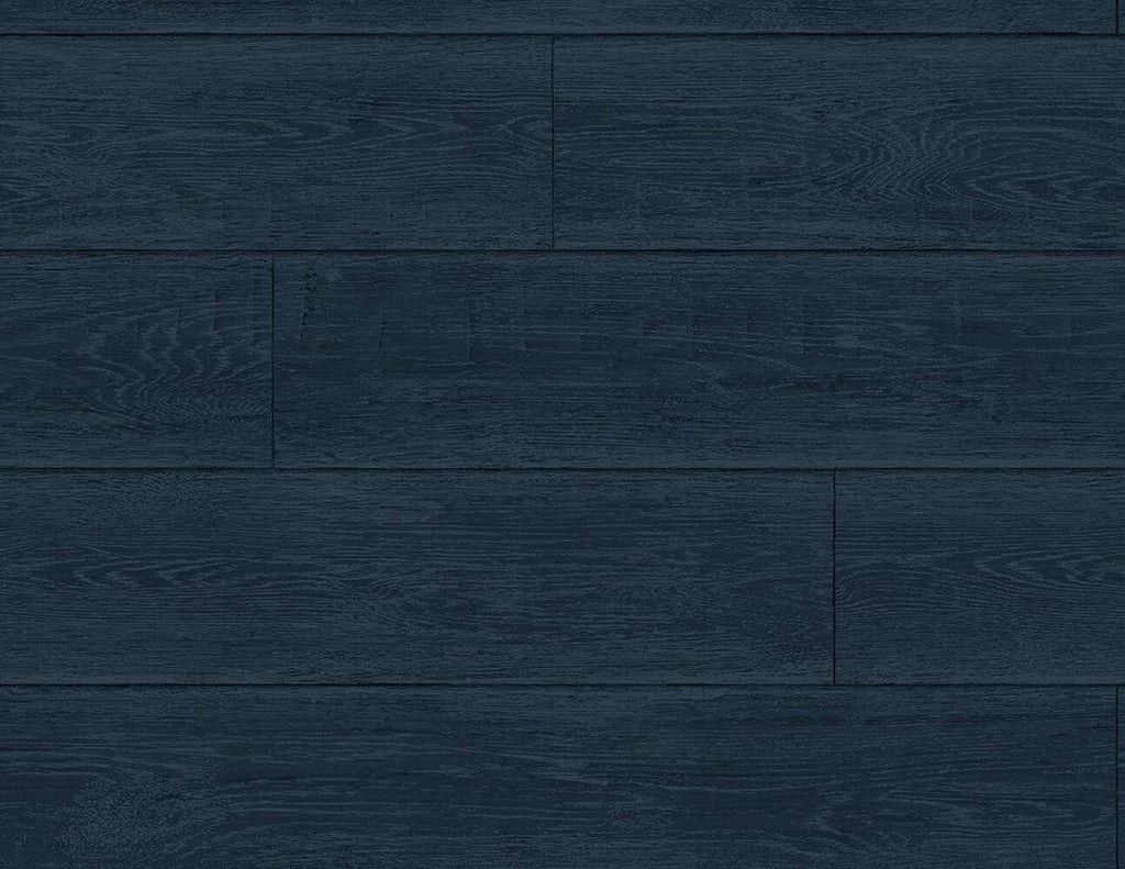 Seabrook Rustic Shiplap Denim Blue Wallpaper