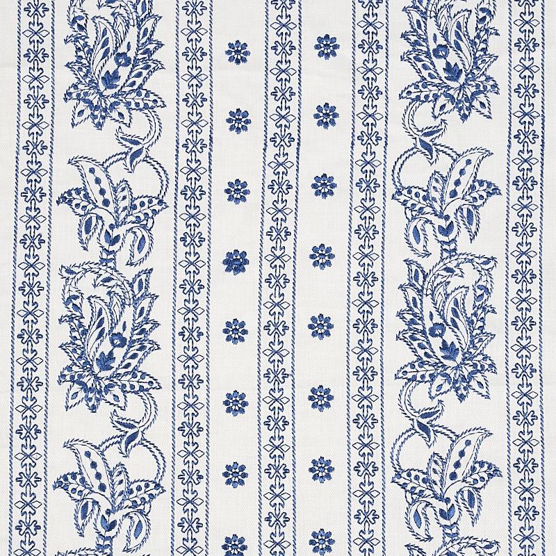 Schumacher Jaipur Linen Embroidery Blue Fabric