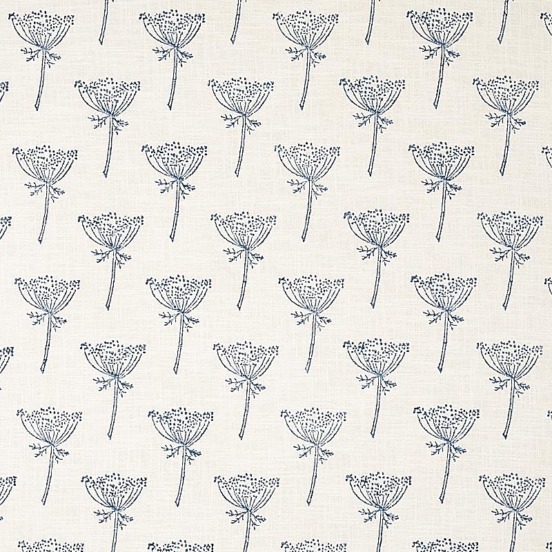 Schumacher Wild Carrot Hand Block Print Indigo Fabric