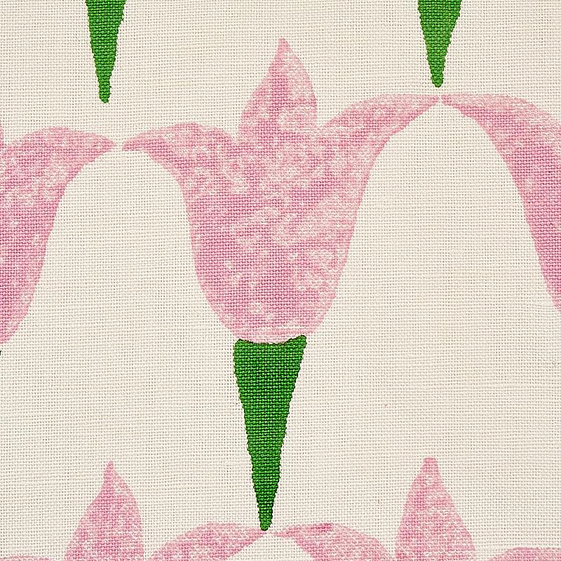 Schumacher Tulip Hand Block Rose & Grass Fabric