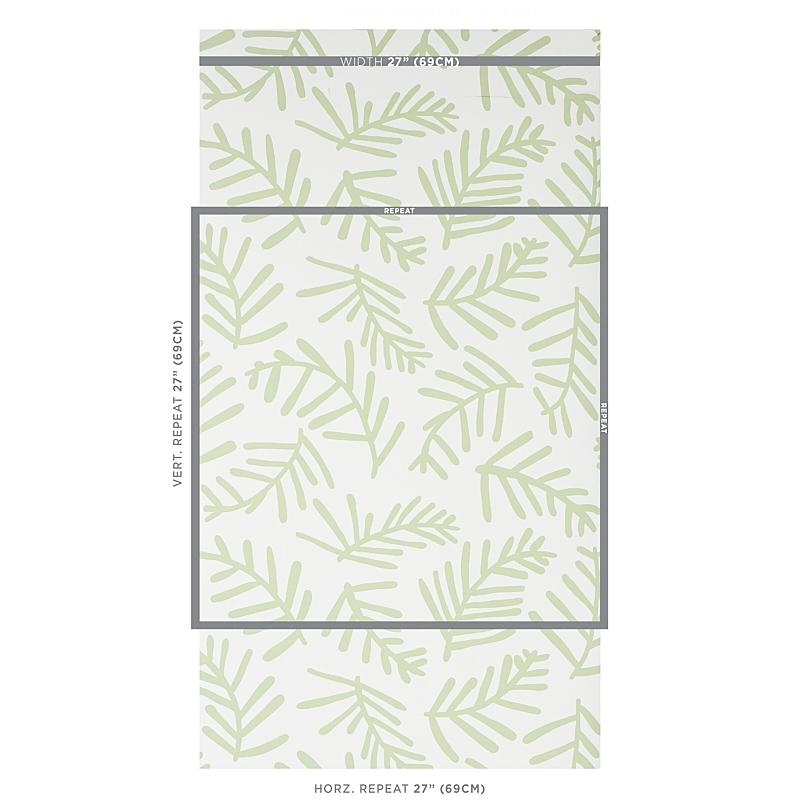 Schumacher Tiah Cove Sage Leaf Wallpaper