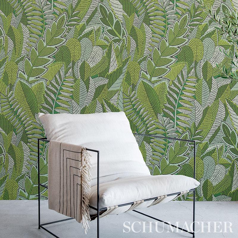 Schumacher Japura Forest Green Wallpaper