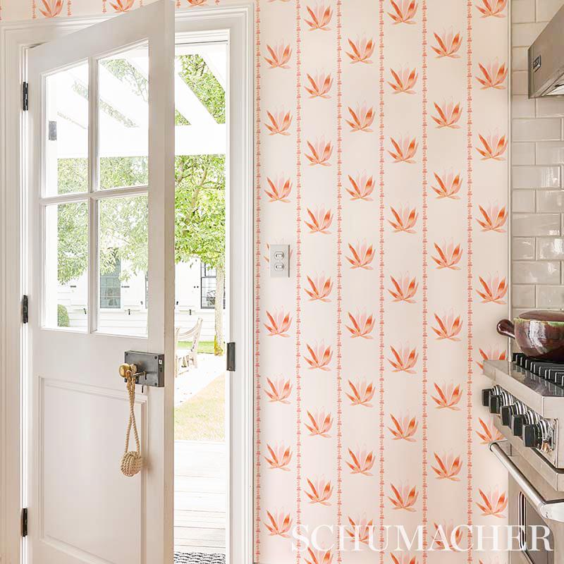 Schumacher Agave Stripe Grapefruit Wallpaper