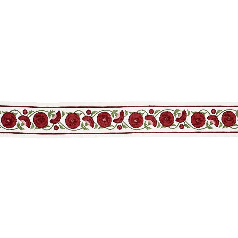 Schumacher Saranda Flower Embroidery Tape Cardinal Trim