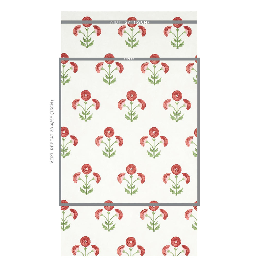 Schumacher Saranda Flower Cardinal Wallpaper