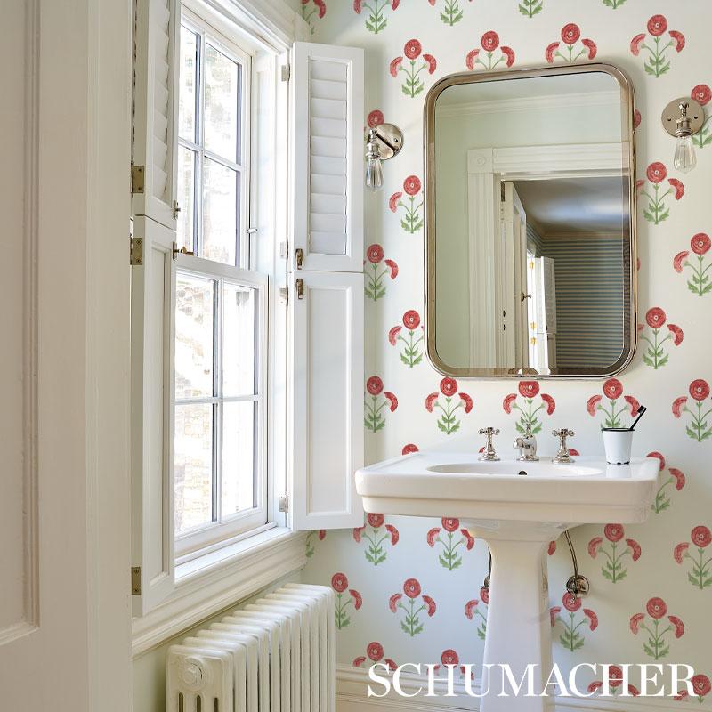 Schumacher Saranda Flower Cardinal Wallpaper