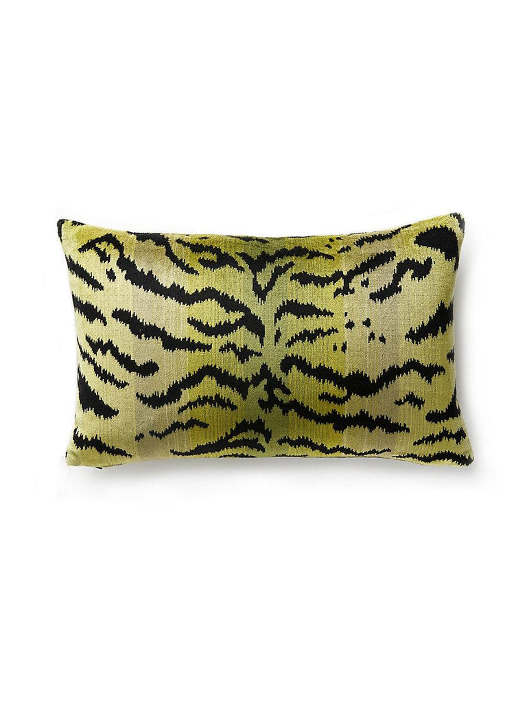 Scalamandre Tigre Lumbar Greens & Black Pillow