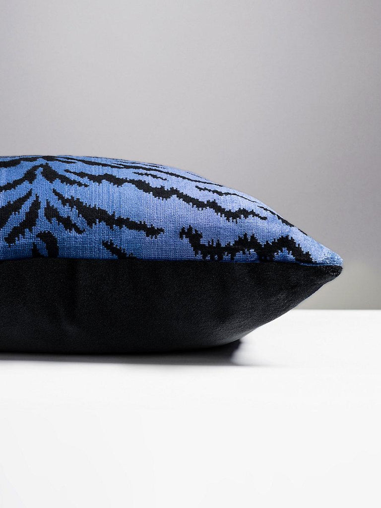 Scalamandre Tigre/Velvet Blues & Black / Anthracite Pillow