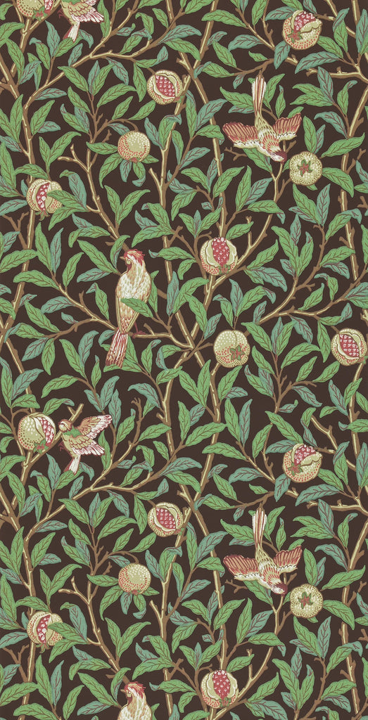 Morris & co Bird & Pomegranate Charcoal/Sage Wallpaper