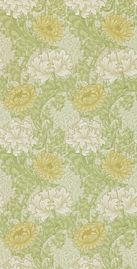 Morris & co Chrysanthemum Pale Olive Wallpaper