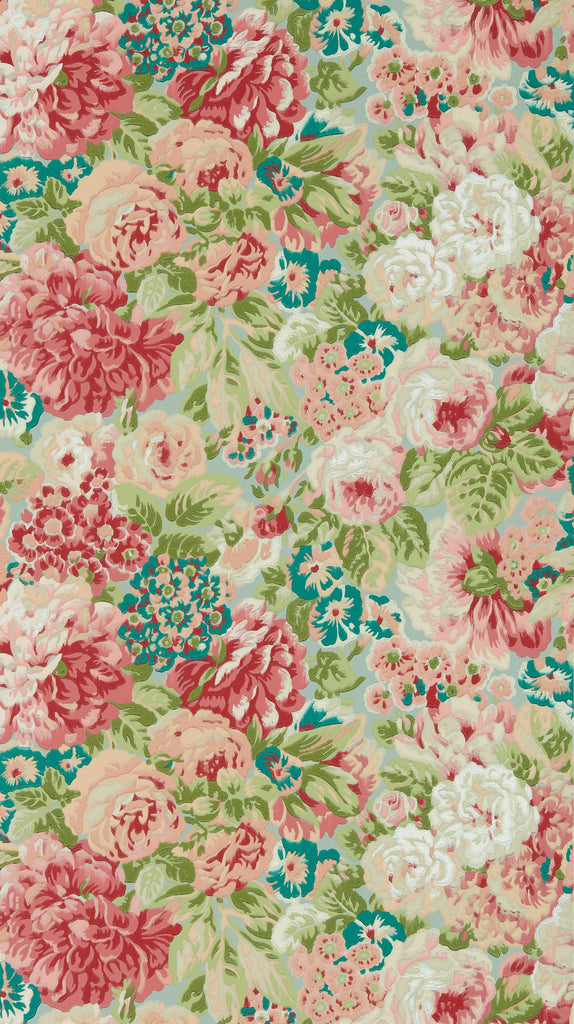 Sanderson Rose and Peony Blue Clay/Carmen Lt Wallpaper