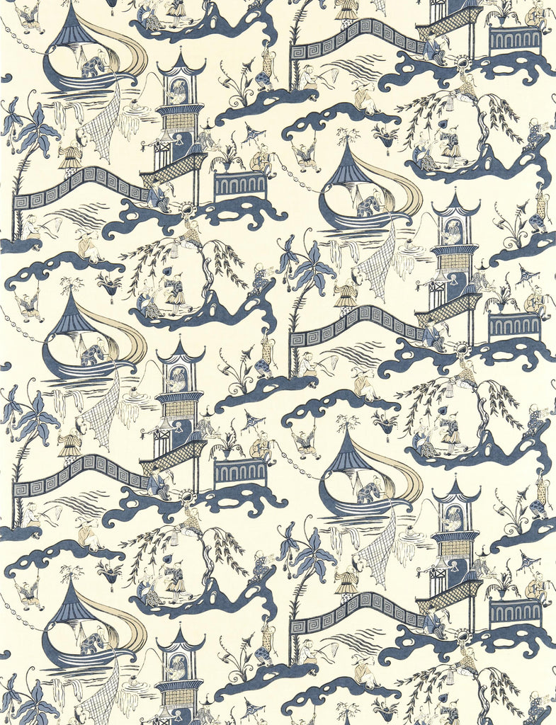 Sanderson Pagoda River Indigo/ Blue Fabric