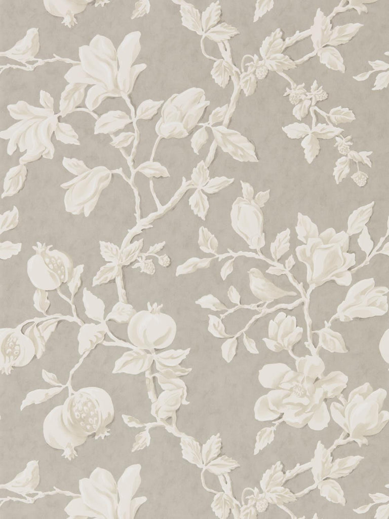 Sanderson Magnolia & Pomegranate Silver/Linen Wallpaper