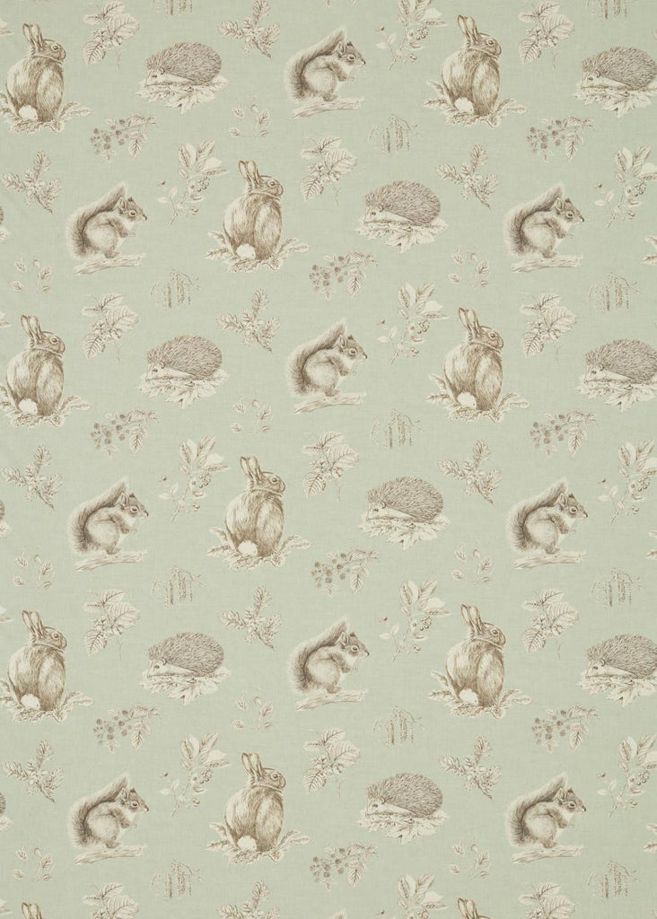 Sanderson Squirrel & Hedgehog Seaspray/Charcoal Fabric