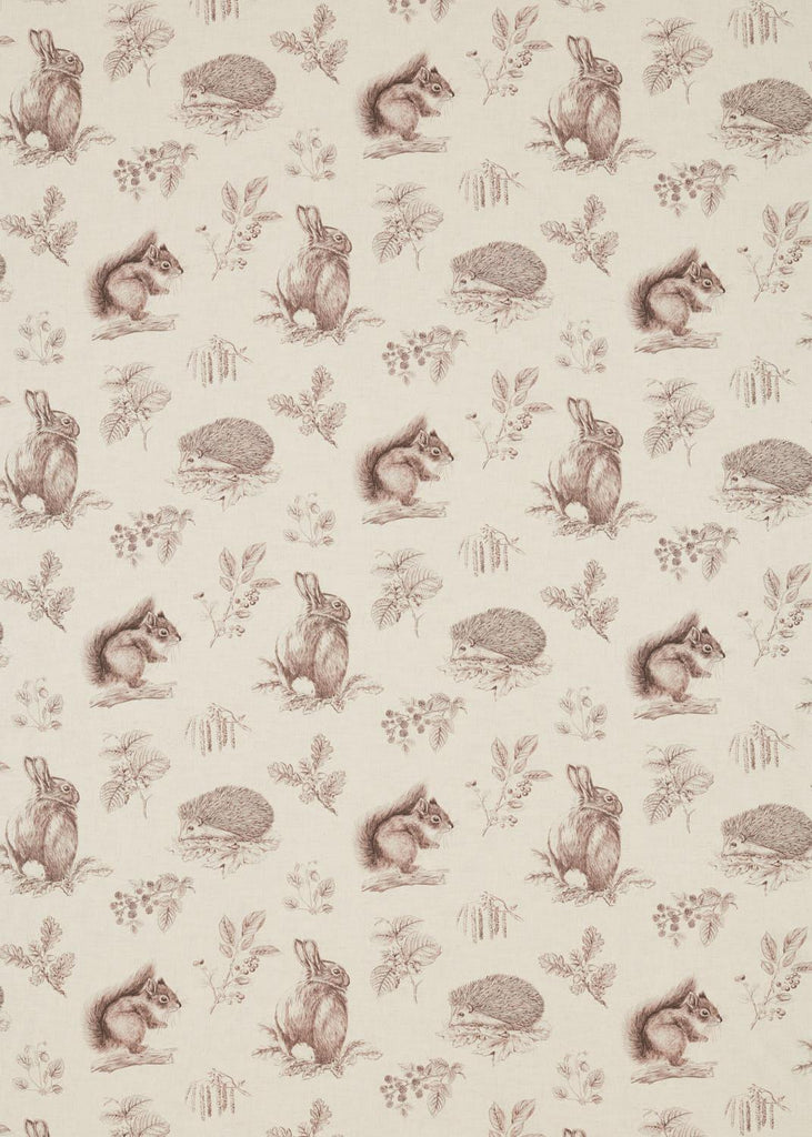 Sanderson Squirrel & Hedgehog Walnut/Linen Fabric