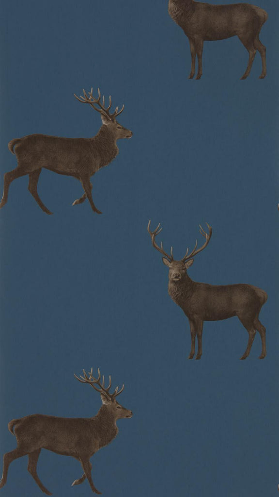 Sanderson Evesham Deer Indigo Wallpaper