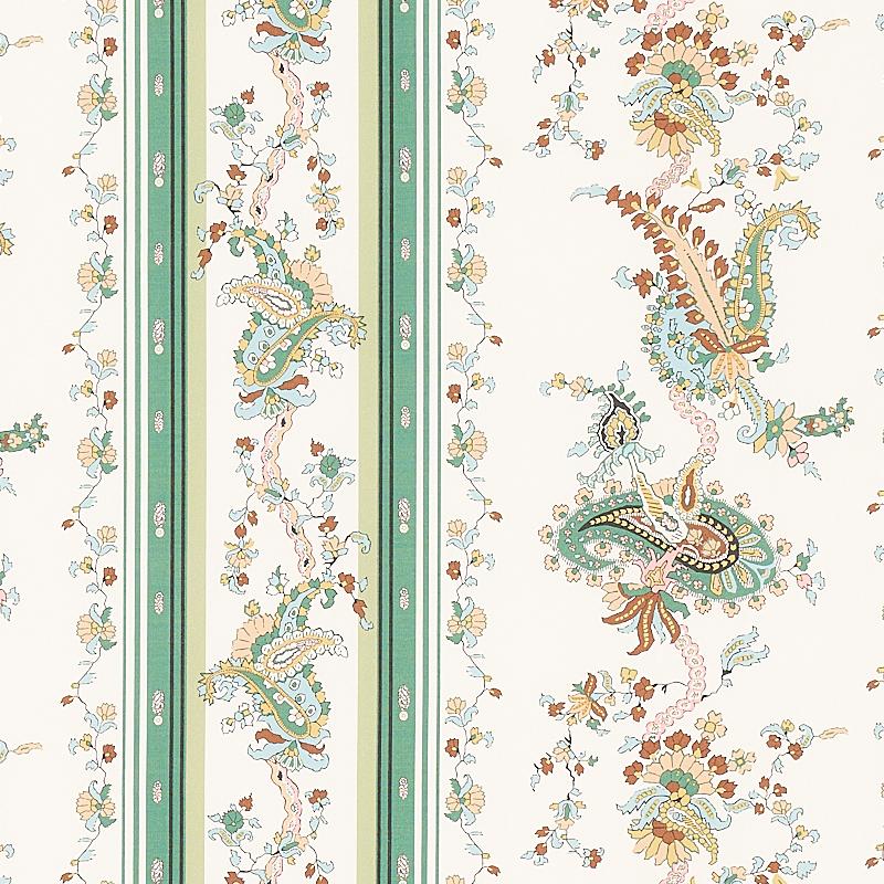 Schumacher Elena Paisley Stripe Green Fabric