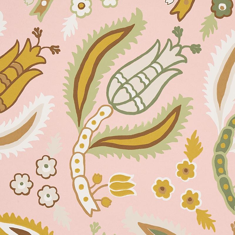 Schumacher Malabar Vine Blush Wallpaper