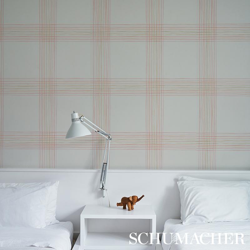 Schumacher Minerva Plaid Pink Wallpaper