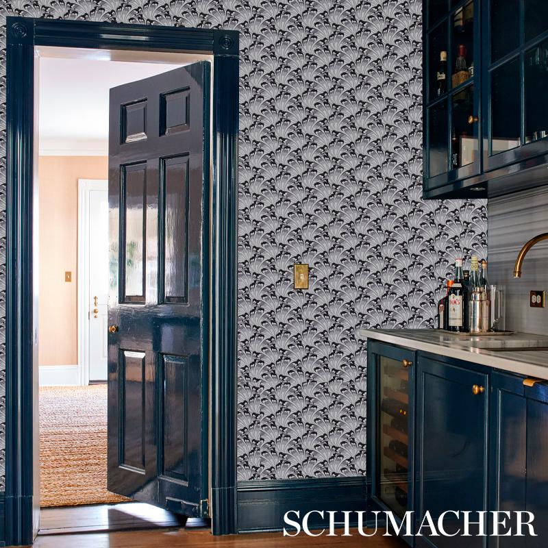 Schumacher Gotham Swing Charcoal Wallpaper