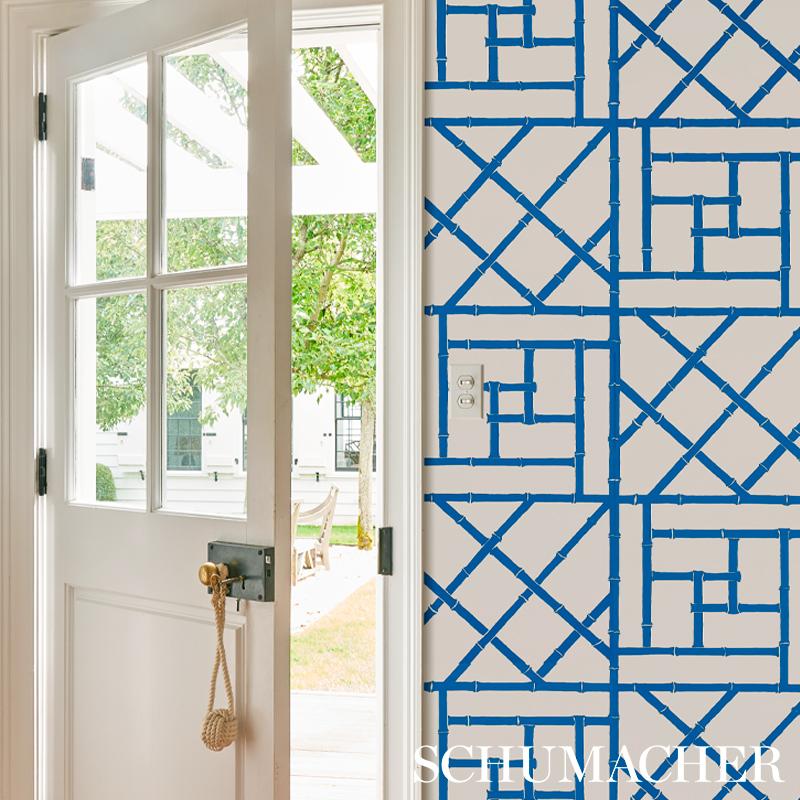 Schumacher Trellis Indigo Wallpaper