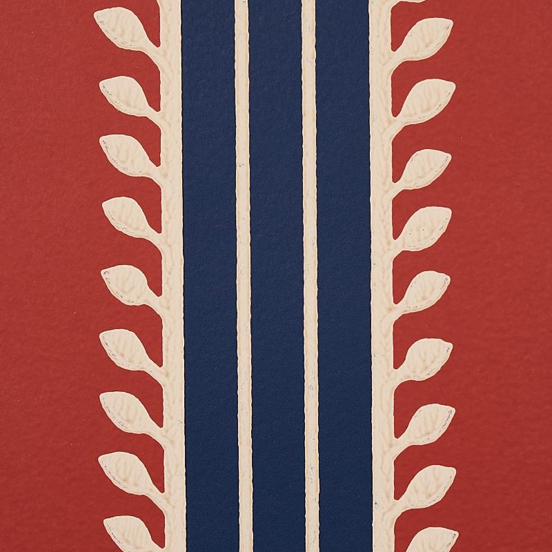 Schumacher Etruscan Stripe Red & Blue Wallpaper